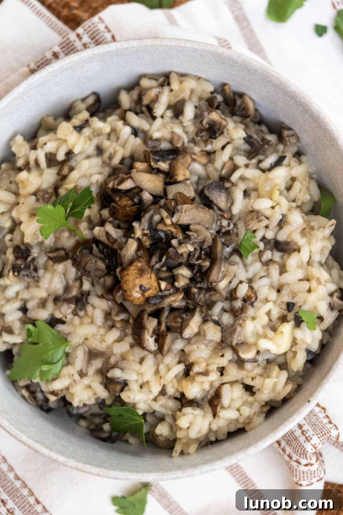 Velvet Truffle Mushroom Risotto 13 final mushroom truffle risotto topped with fresh parsley
