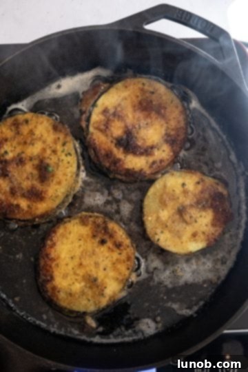 Our Eggplant Parmigiana Superior To Olive Garden 7 frying eggplant with breadcrumbs