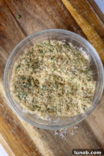 Breadcrumb mixture for braciole with herbs and parmesan
