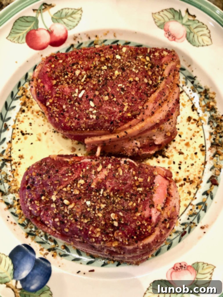 Master the Art of Pan-Seared Steak 4 Thick cut raw steak ready for seasoning