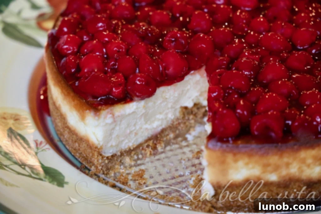 Cheesecake Perfection 3 Cheesecake in a springform pan before baking, showing the graham cracker crust.