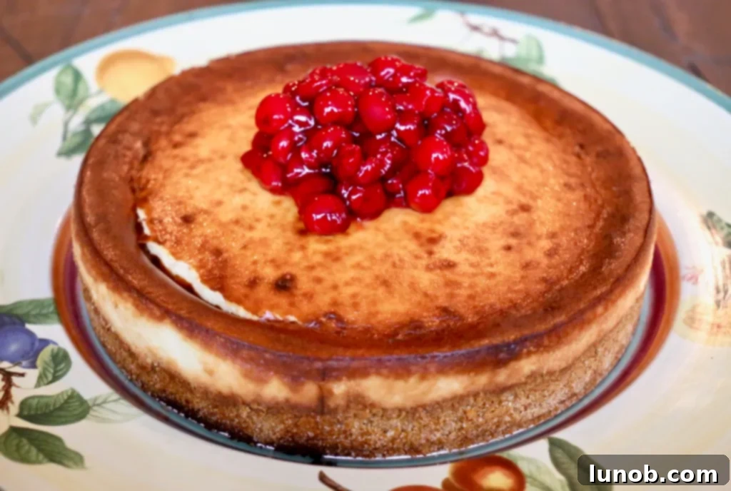 Cheesecake Perfection 21 A freshly uncovered cheesecake, ready for topping.