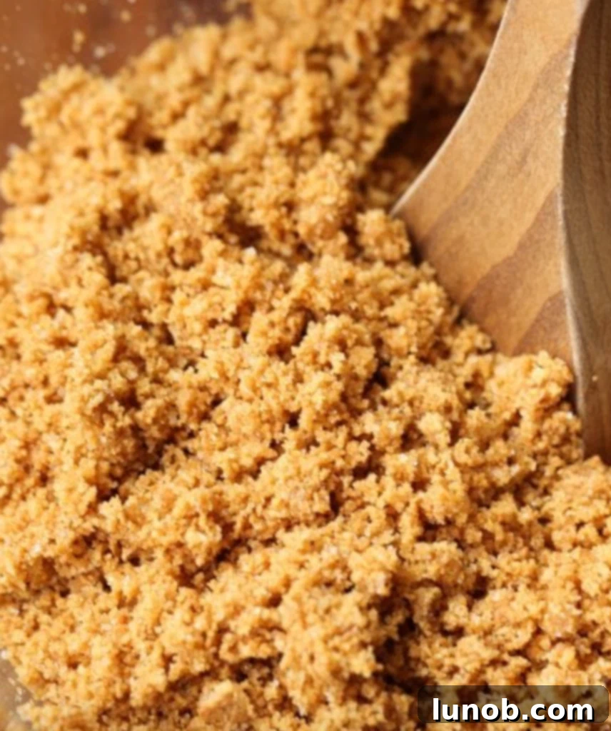 Cheesecake Perfection 4 Preparing the graham cracker crust mixture in a bowl.