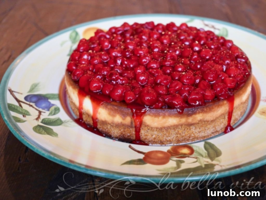 Cheesecake with cherry topping