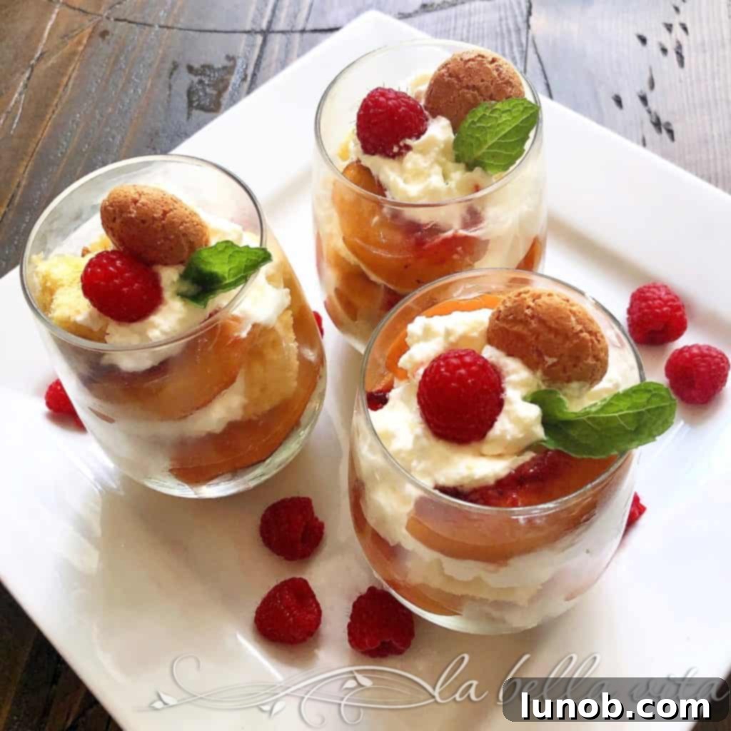 Peach Panettone Parfaits with Mascarpone Cream and Amaretti Cookies
