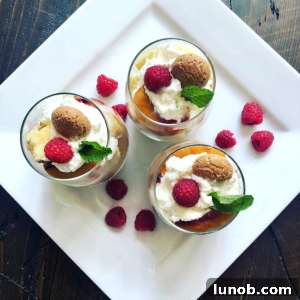 Peach Panettone Parfaits with Mascarpone Cream and Amaretti Cookies