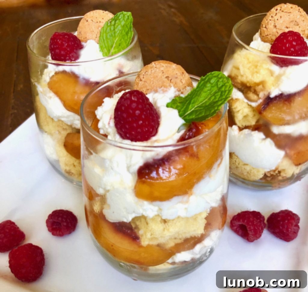 Peach Panettone Parfaits with Mascarpone Cream and Amaretti Cookies