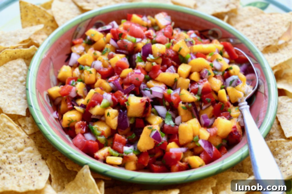 Perfect Peach Salsa with Tortilla Chips