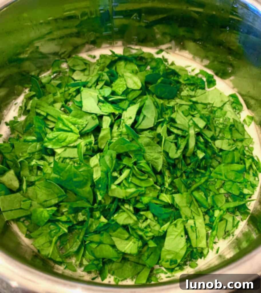 Adding tiny Italian pasta, Pastina, to the Classic Italian Wedding Soup in the Instant Pot, ensuring perfect al dente texture.
