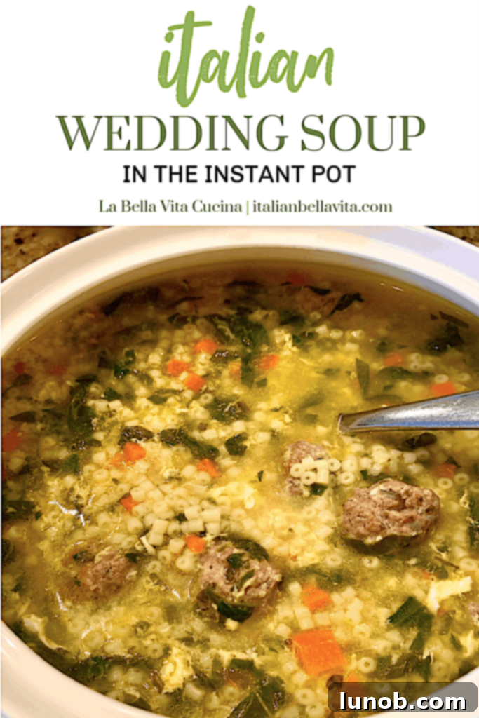 Classic Italian Wedding Soup in Instant Pot - Pin this delicious, easy recipe for later!