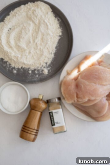thinly sliced chicken and flour