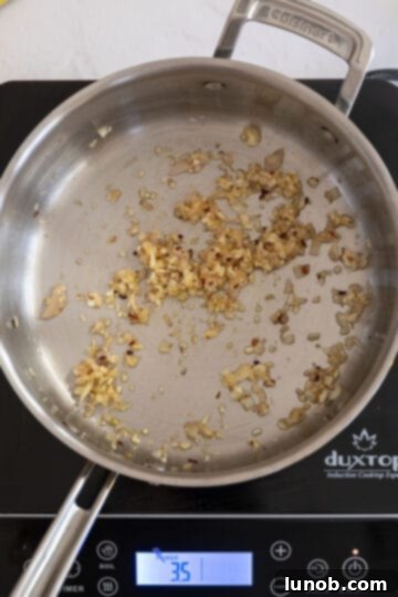 Velvety Lemon Sauce 4 Sautéing shallots and garlic in olive oil until softened and fragrant