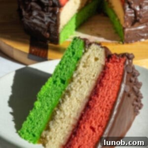 A vibrant and beautifully layered Rainbow Cookie Cake