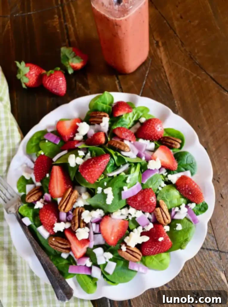 Fresh Strawberry Spinach Salad with Strawberry Balsamic Vinaigrette
