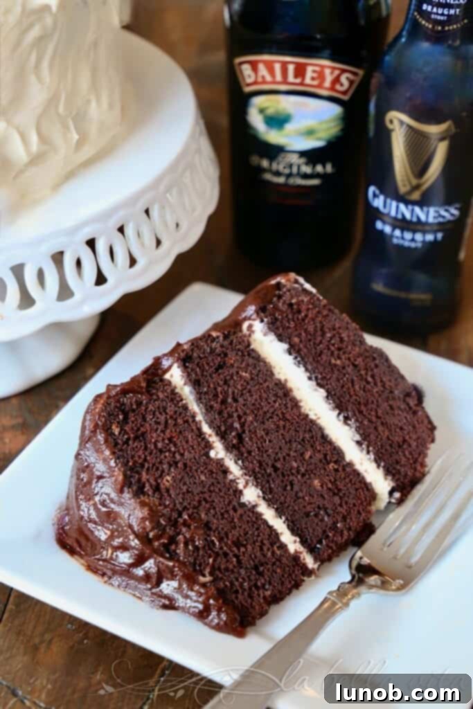 Guinness Chocolate Cake with Ganache and Baileys Buttercream