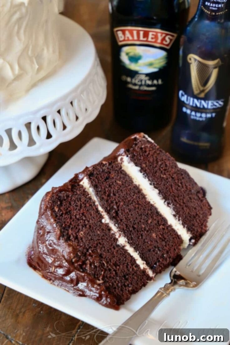 Guinness Chocolate Cake with Ganache and Baileys Buttercream