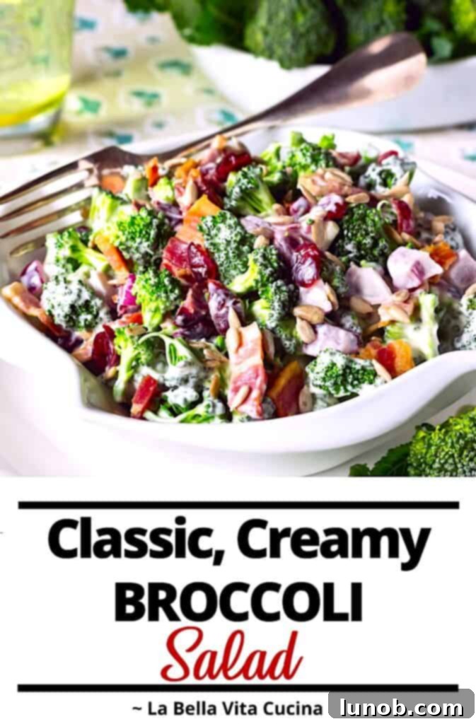 Classic, Creamy, Loaded Broccoli Salad with Bacon and Cranberries