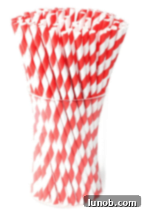 Biodegradable Red & White Striped Straws
