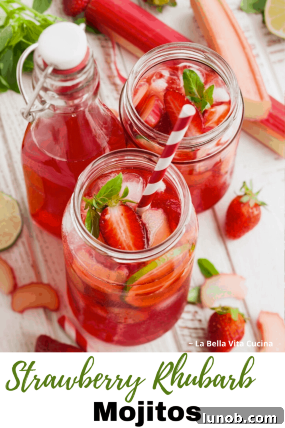 Strawberry Rhubarb Mojitos