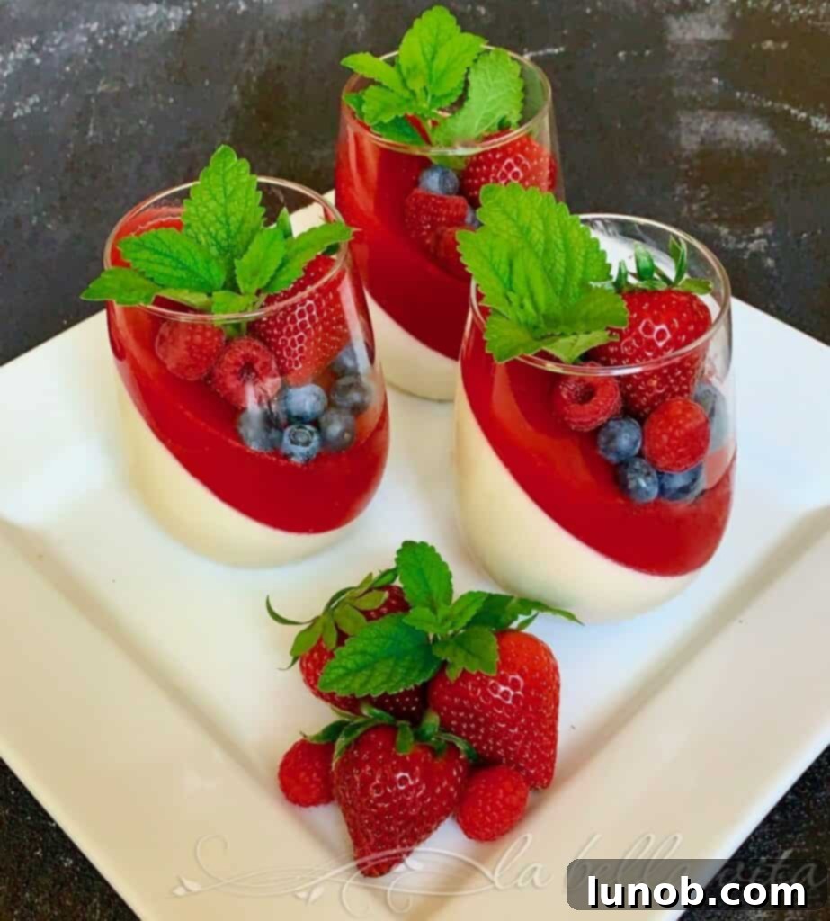 Creamy Panna Cotta with Vibrant Strawberry Coulis 2 Panna Cotta with Strawberry Coulis (Fragole) ~ La Bella Vita Cucina