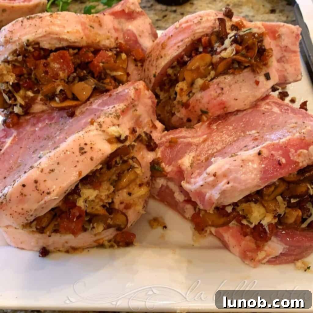 Stuffed Pork Chops with Pancetta and Fontina