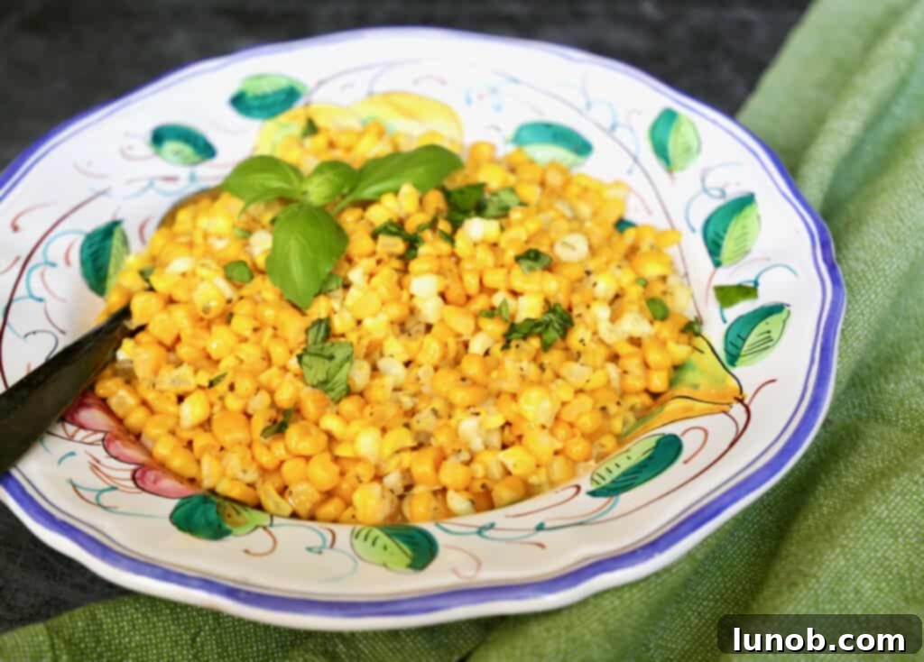 Delicious Cheesy Pecorino Corn with Italian Herbs as a summer side dish.