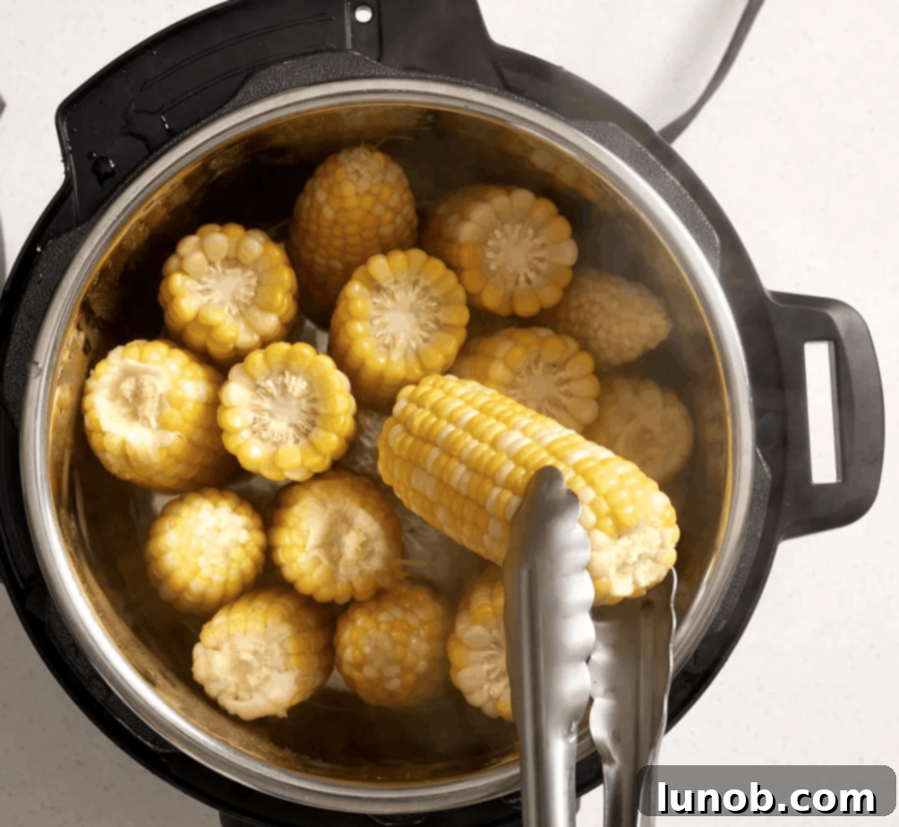 Cooked corn kernels in a bowl.