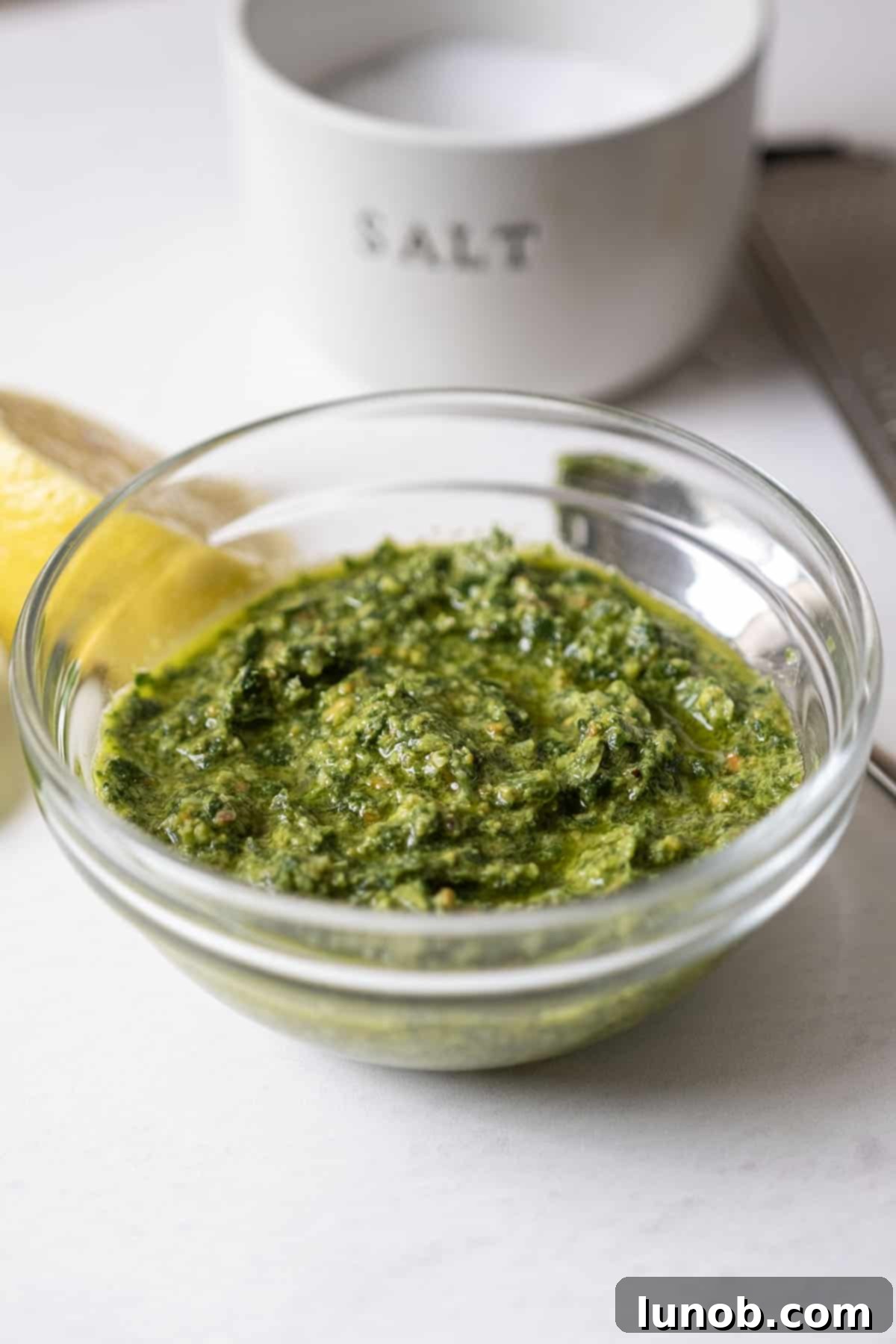 Artisan Pistachio Pesto 2 Pistachio pesto in a bowl