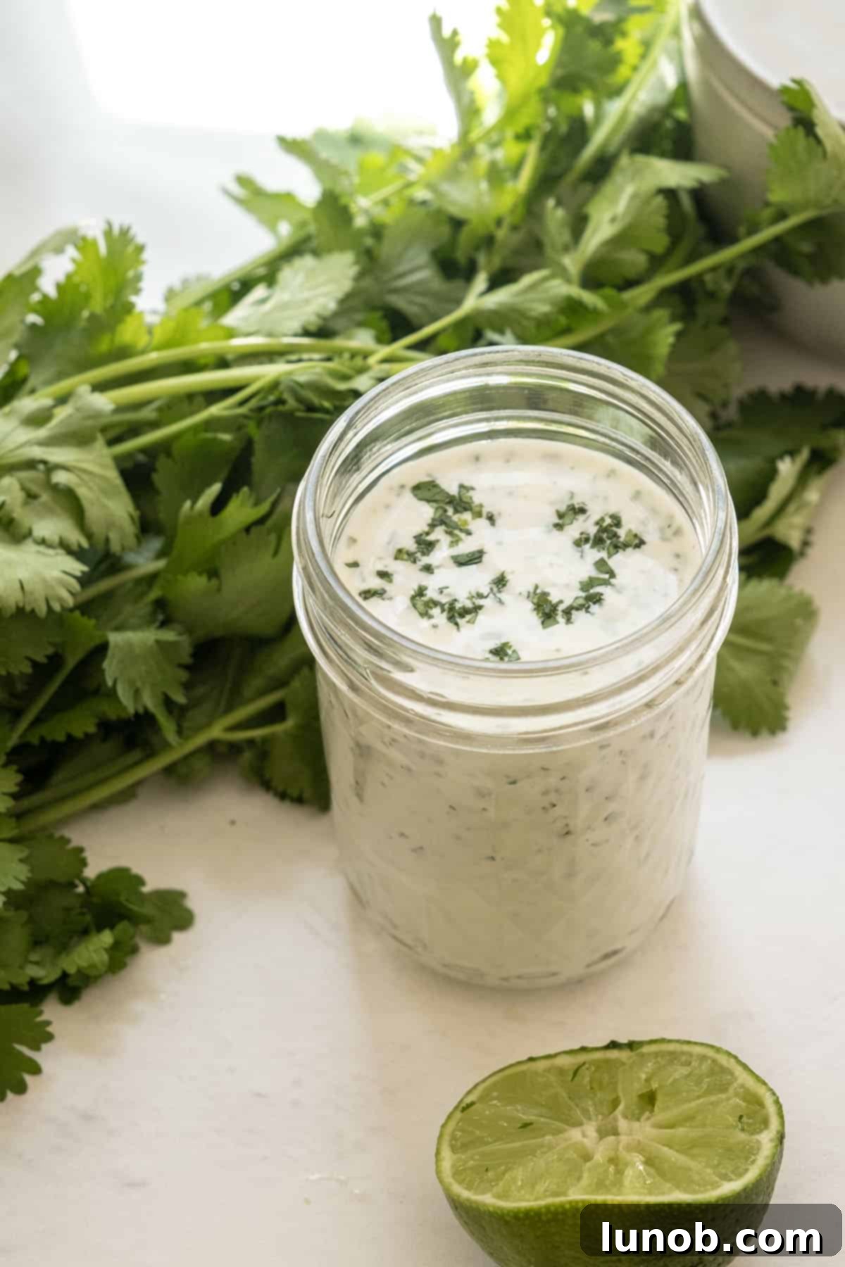 cilantro lime ranch in a mason jar