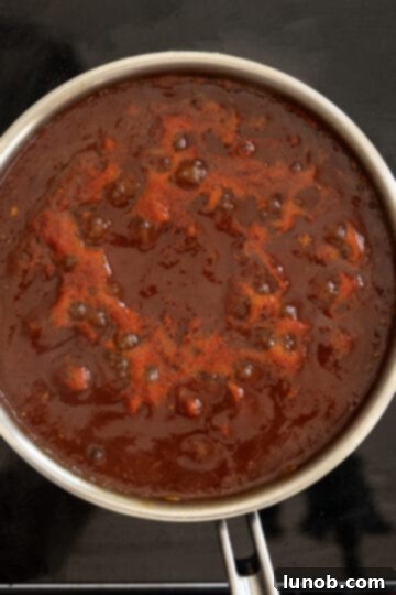 Smoky Chipotle BBQ Sauce 7 simmering bbq sauce