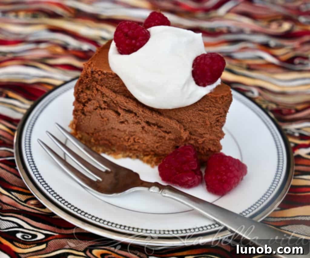 Decadent Italian Chocolate Espresso Mousse Cheesecake, rich and creamy dessert