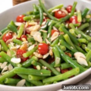 Finished Italian green bean salad, ready to be served
