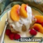 Peaches and Cream Bread Pudding, a delectable dessert.