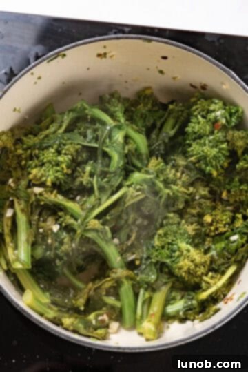 sauteed and steamed broccoli rabe
