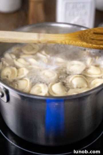 Summer Caprese Tortellini Medley 5 boiling tortellini