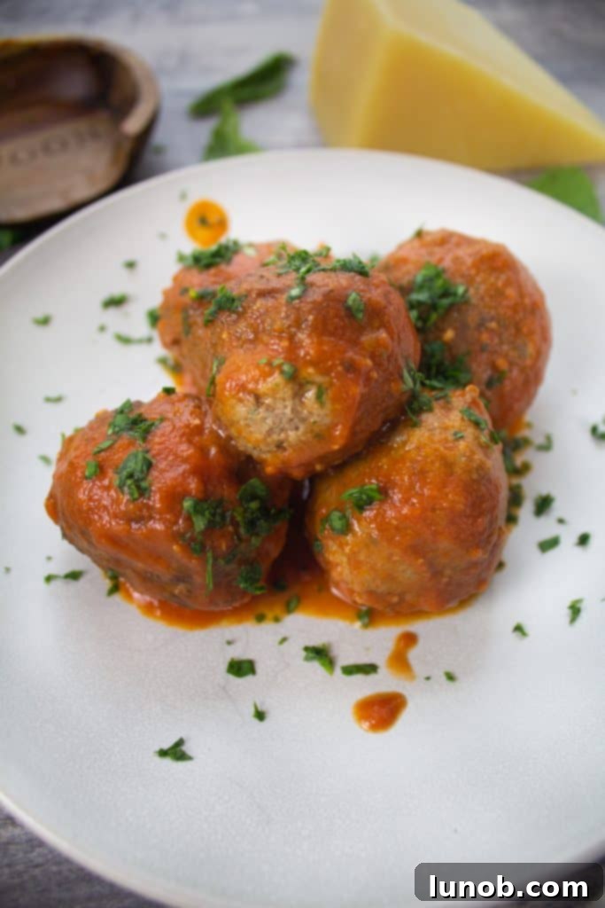 Essential Italian Dishes to Master at Home 3 Classic Italian Meatballs in Tomato Sauce, garnished with fresh basil