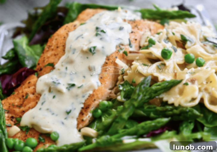 Italian Easter & Spring Feasts: 49 Delicious Recipes 30 Spring-inspired Salmon with Peas, Asparagus, and Pasta in a Lemon Sauce