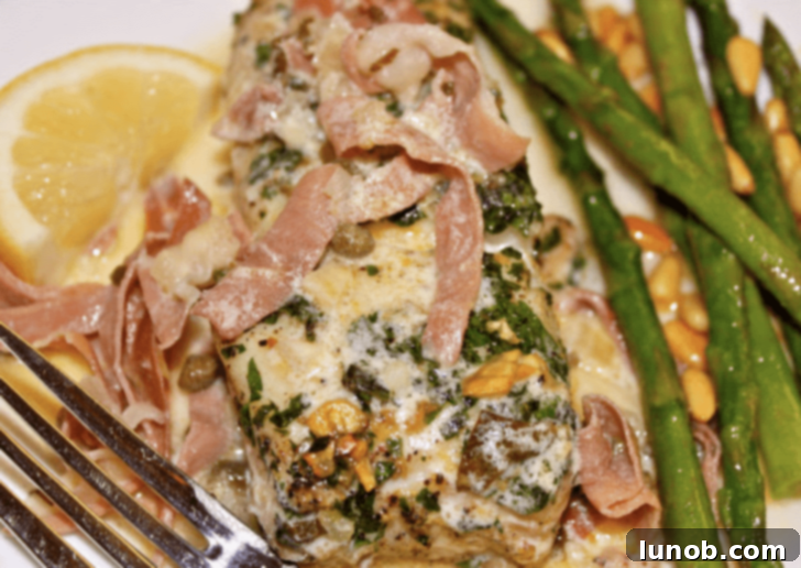 Italian Easter & Spring Feasts: 49 Delicious Recipes 31 Elegant Halibut in Prosciutto with a delicate Herb Cream Sauce