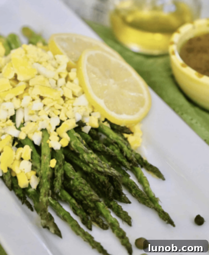 Italian Easter & Spring Feasts: 49 Delicious Recipes 34 Elegant Asparagus Mimosa topped with hard-boiled eggs and vinaigrette