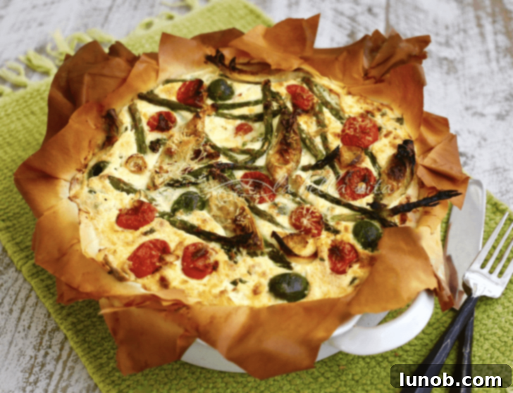Italian Easter & Spring Feasts: 49 Delicious Recipes 35 Flaky Cheesy Artichoke and Asparagus Phyllo Pie