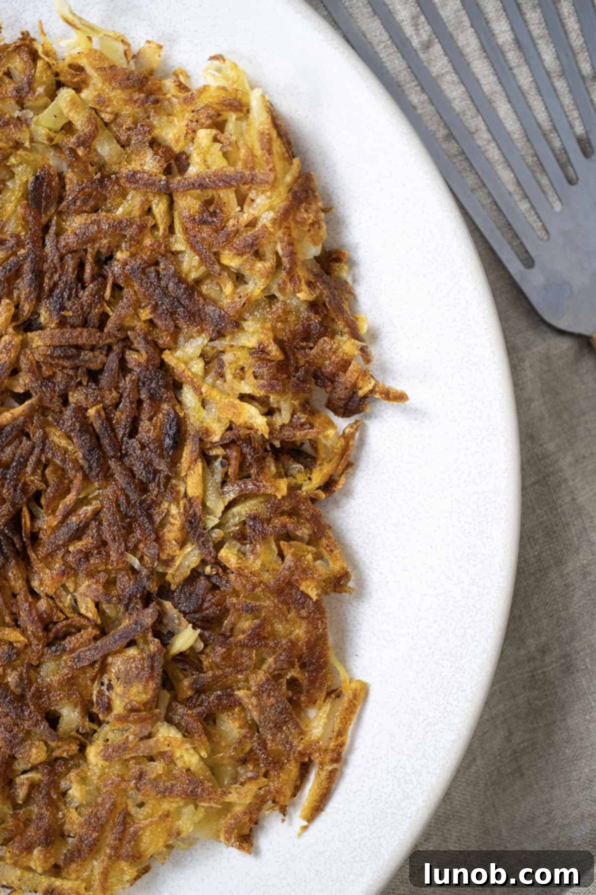 Crispy fried hashbrowns. on a plate. Golden brown, perfect for breakfast.