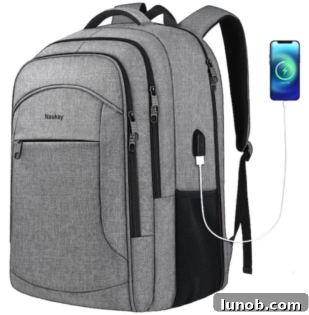 LTIVEK Travel Carry-On Backpack with USB Charging Port, TSA Friendly, ideal for Scotland travel.