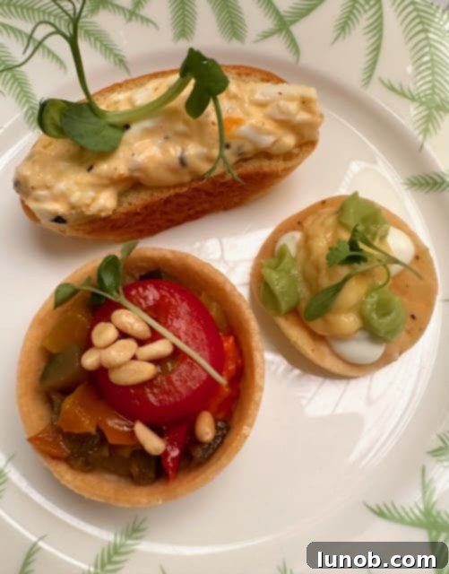 Balmoral Palm Court's Exquisite Afternoon Tea 20 Savory items on the middle tier of afternoon tea