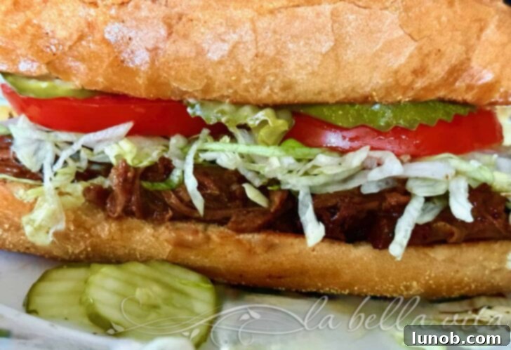 New Orleans Roast Beef Debris Po Boy, dripping with gravy