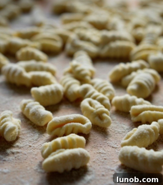 Freshly made homemade potato gnocchi waiting to be cooked.