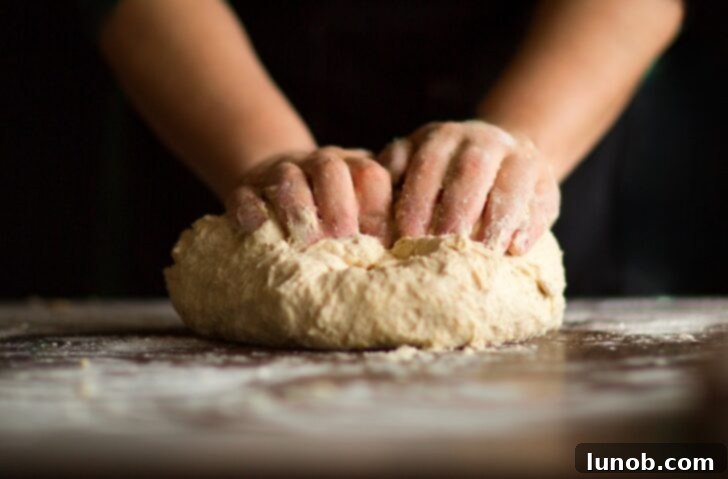 Final stage of gnocchi dough formation.