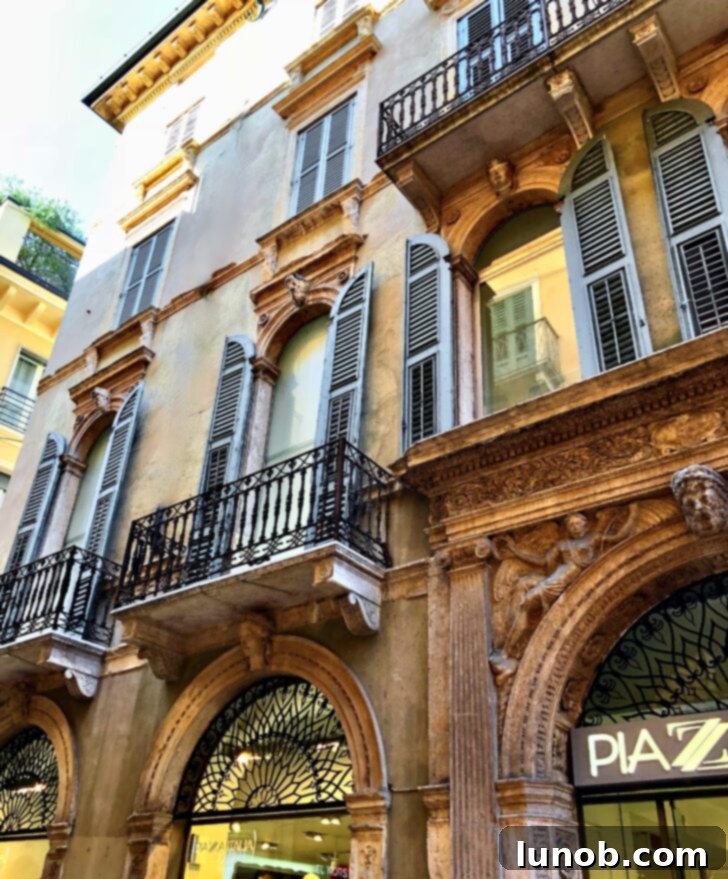 Another view of a beautiful historic building on Via Mazzini, Verona