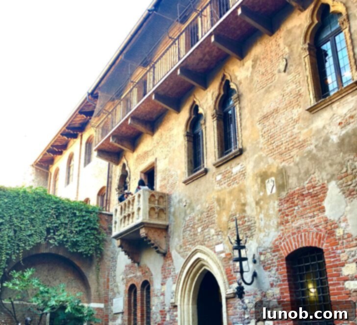 Juliet's balcony in Verona, contrasting with the setting of Franco Zeffirelli's film