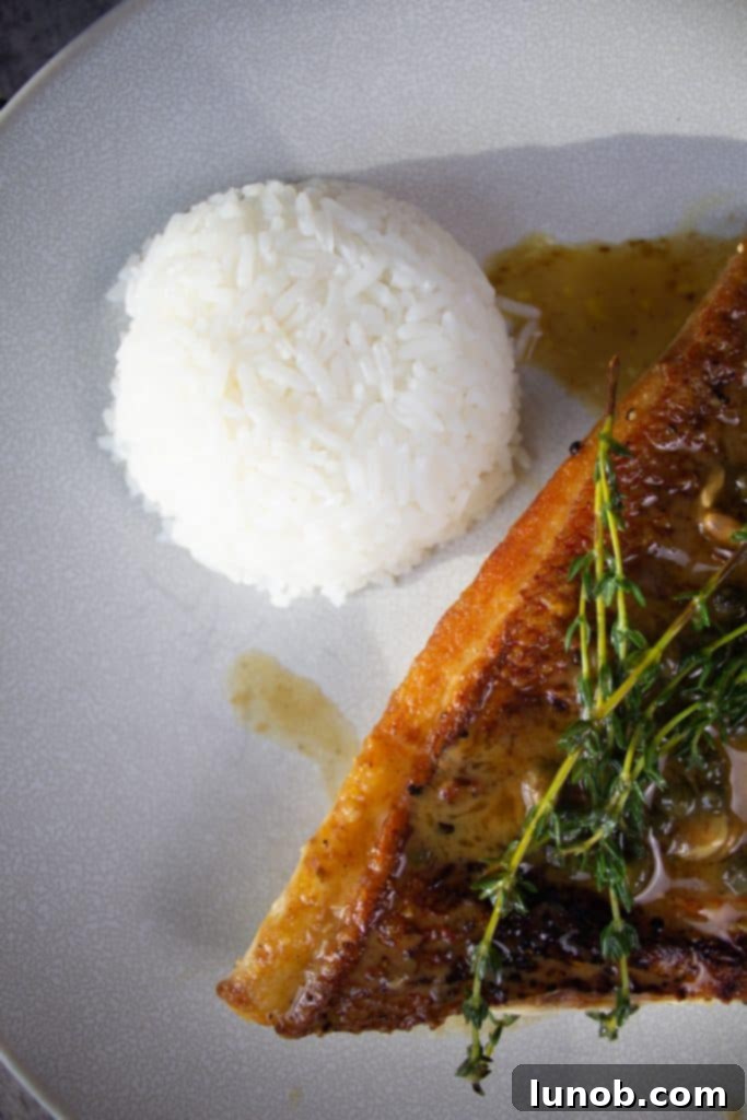 close up of pan-seared vermillion snapper