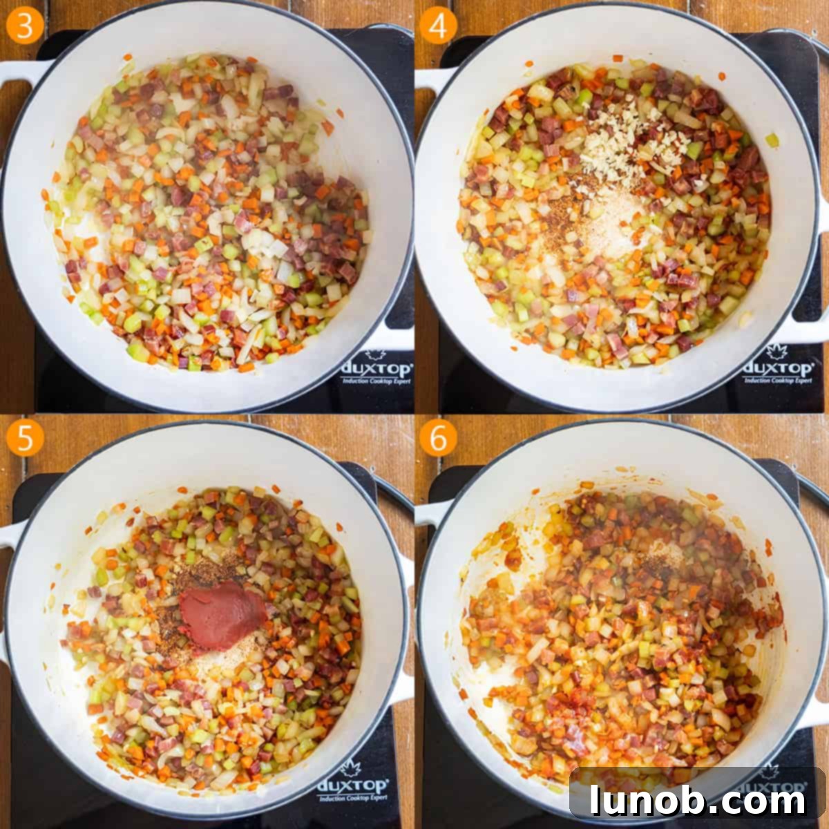 Classic Ragu Bolognese 5 4 steps o sauteing the carrots, celery, and onion with garlic and tomato paste.